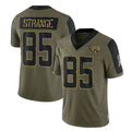Tlead J.Jaguars #85 Brenton Strange Player Olive Salute To Service Limited Game Stitched Jerseys