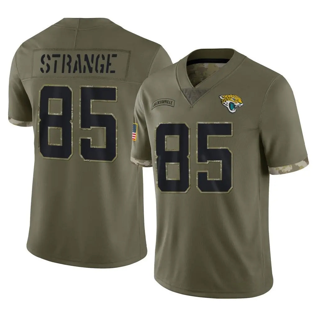 Tlead J.Jaguars #85 Brenton Strange Player Olive Salute To Service Limited Stitched Jerseys