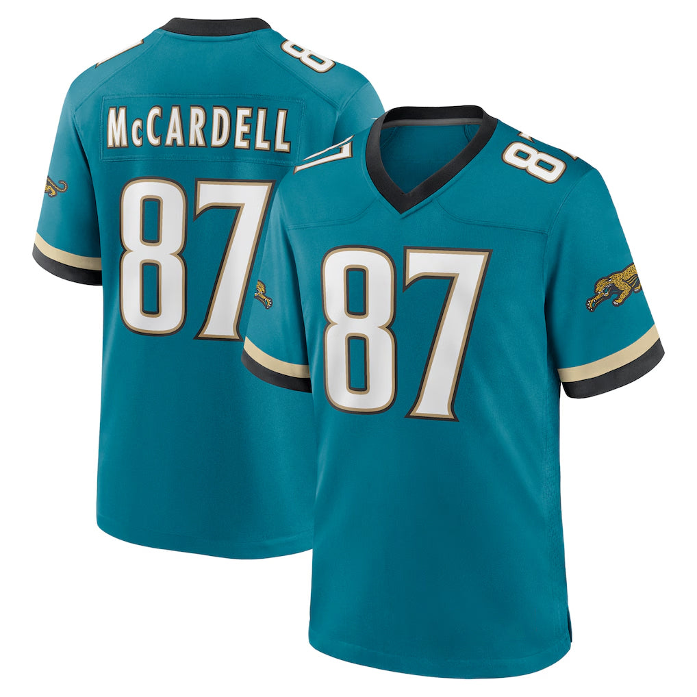 Tlead J.Jaguars #87 Keenan McCardell Player Teal Prowler Throwback Limited Home Game Stitched Jerseys