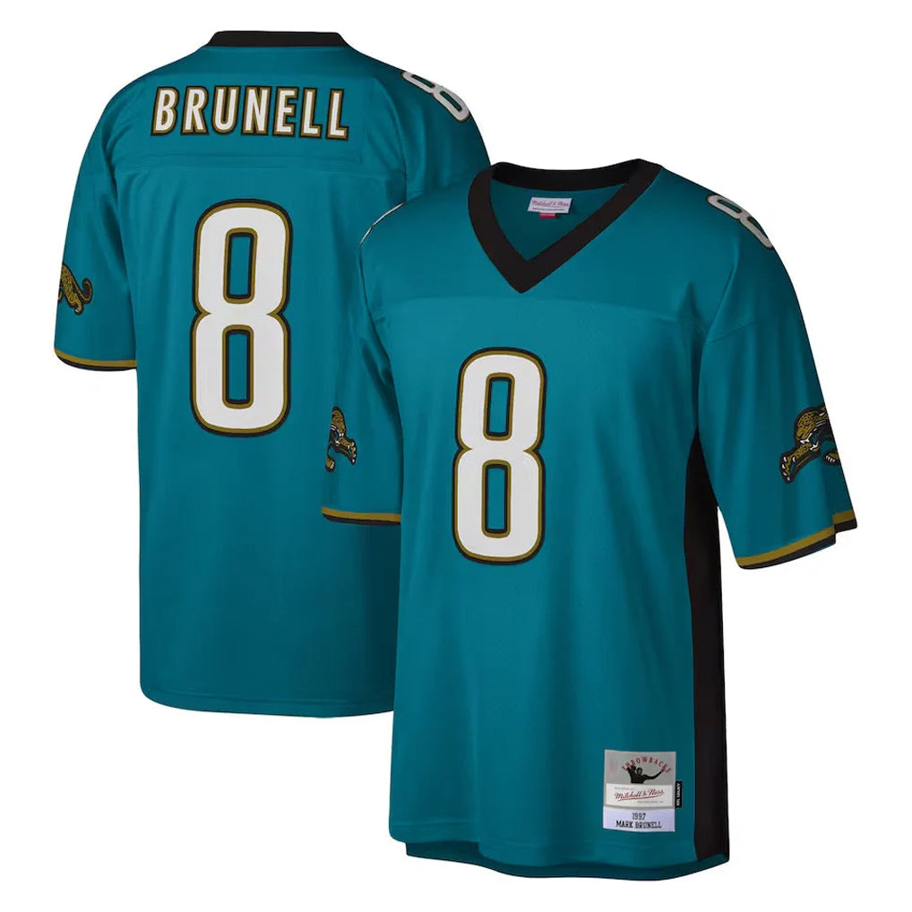 Tlead J.Jaguars #8 Mark Brunell?Player Teal Mitchell & Ness Legacy Home Game Stitched Jerseys