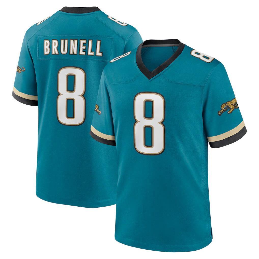 Tlead J.Jaguars #8 Mark Brunell?Player Teal Prowler Throwback Limited Home Game Stitched Jerseys