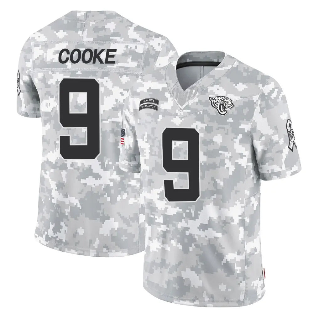 Tlead J.Jaguars #9 Logan Cooke Player Arctic Camo Salute To Service Limited Game Stitched Jerseys