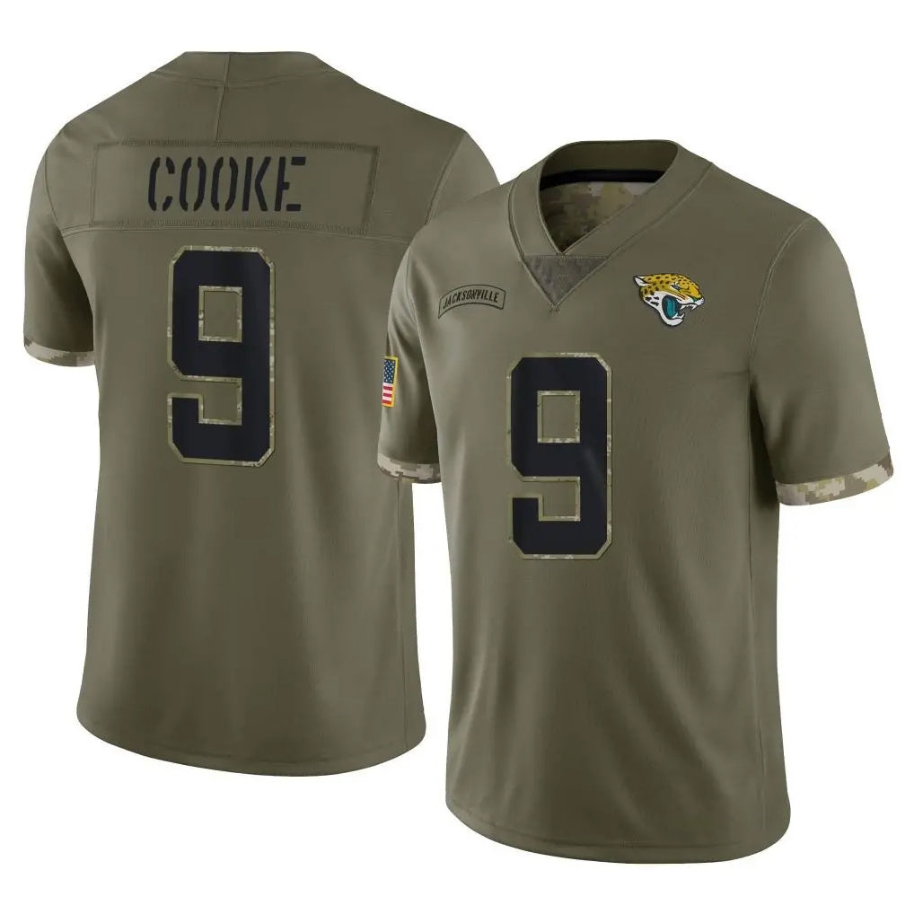Tlead J.Jaguars #9 Logan Cooke Player Olive Salute To Service Limited Stitched Jerseys
