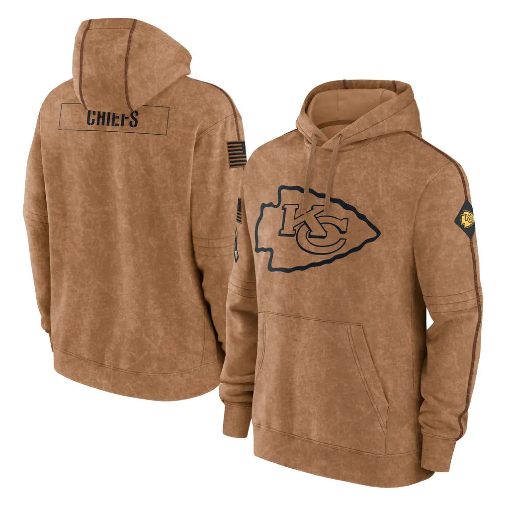 Tlead KC.Chiefs Brown Salute to Service Hoodies Limited Game Blank Player Stitched Jerseys