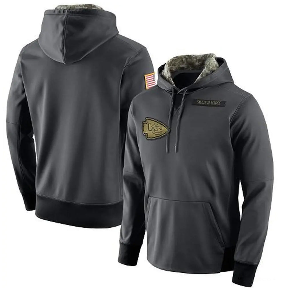 Tlead KC.Chiefs Gray Salute to Service Hoodies Limited Game Blank Player Stitched Jerseys