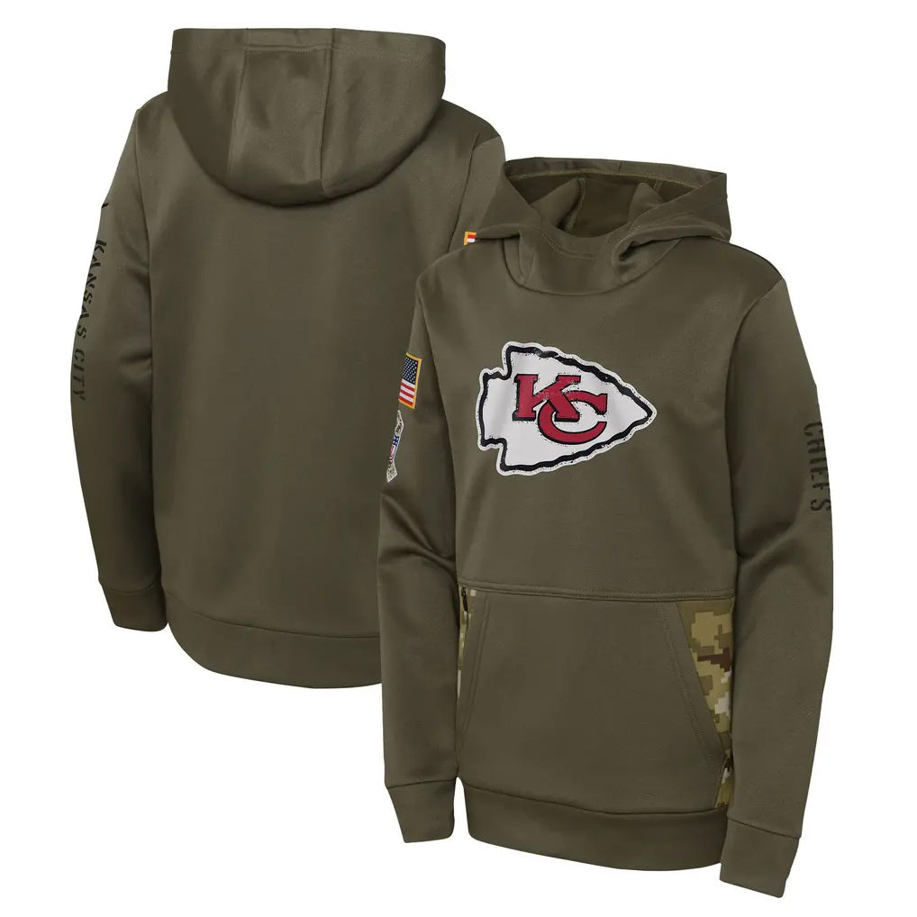 Tlead KC.Chiefs Olive Salute to Service Therma Performance Pullover Hoodie Limited Game Stitched Jerseys