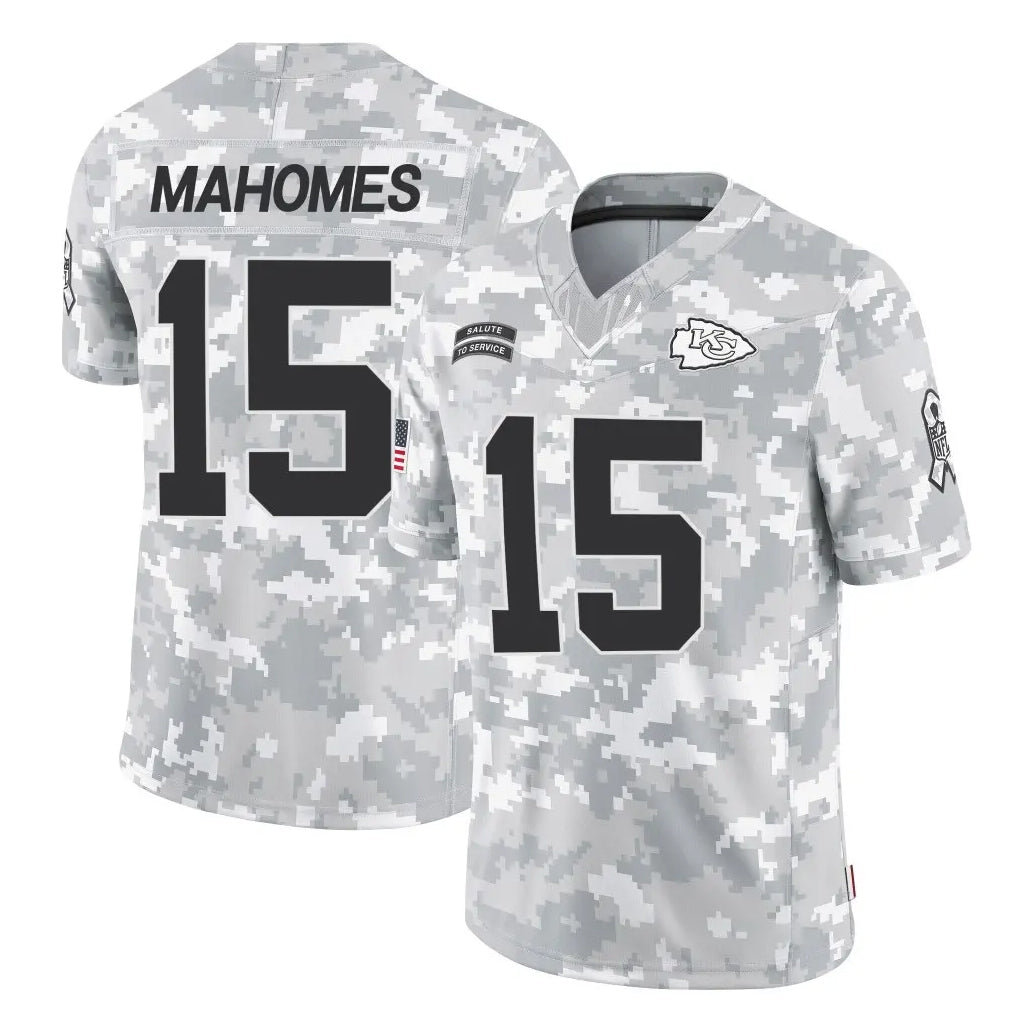 Tlead KC.Chiefs #15 Patrick Mahomes Player Arctic Camo Salute To Service Limited Game Stitched Jerseys