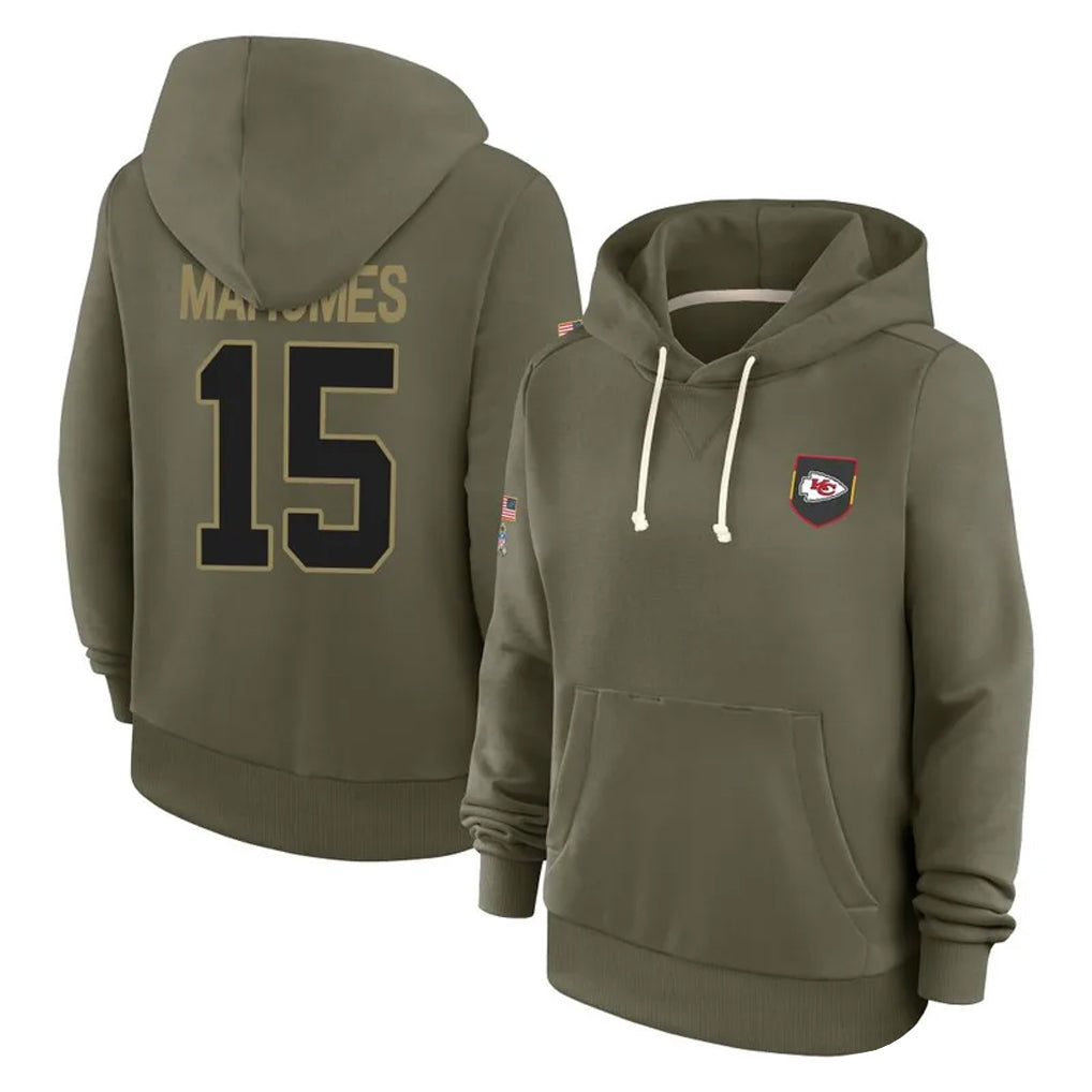 Tlead KC.Chiefs #15 Patrick Mahomes Player Olive Salute to Service Hoodies Stitched Jerseys