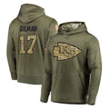 Tlead KC.Chiefs #17 Alohi Gilman Player Olive Salute to Service Pullover Hoodies Home Game Stitched Jerseys