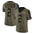Tlead KC.Chiefs #2 Tyquan Thornton Player Olive Salute To Service Limited Game Stitched Jerseys