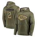 Tlead KC.Chiefs #2 Tyquan Thornton Player Olive Salute to Service Pullover Hoodies Home Game Stitched Jerseys