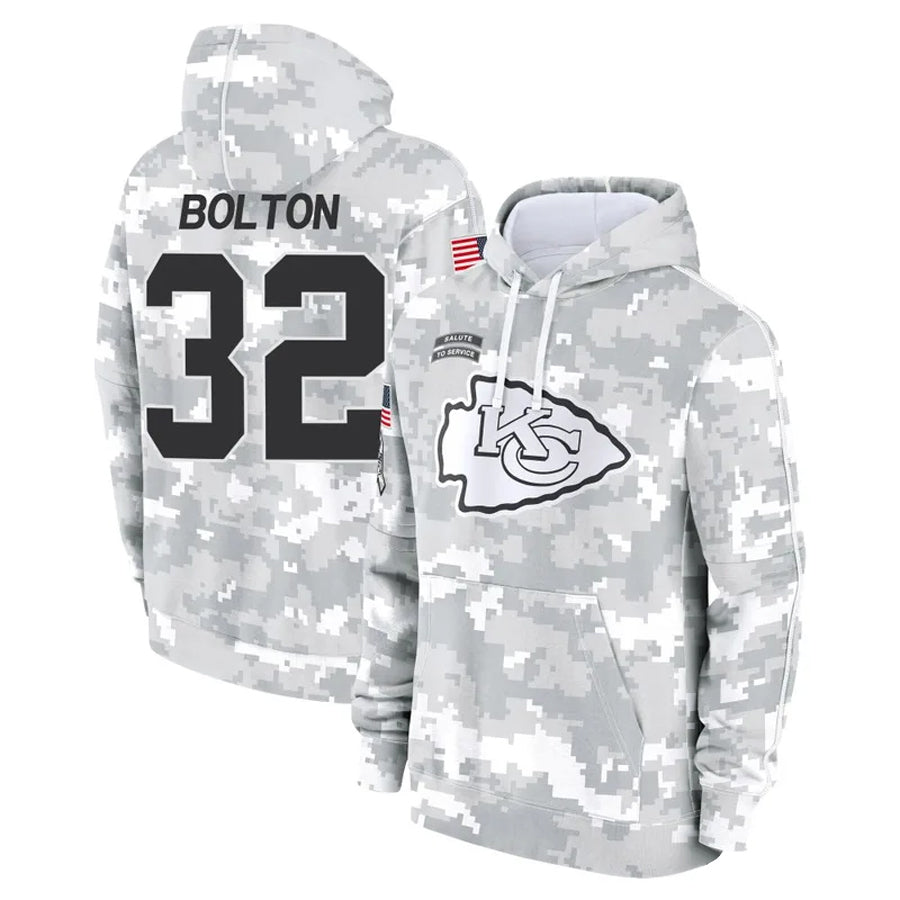 Tlead KC.Chiefs #32 Nick Bolton Player Salute to Service Hoodies Stitched Jerseys