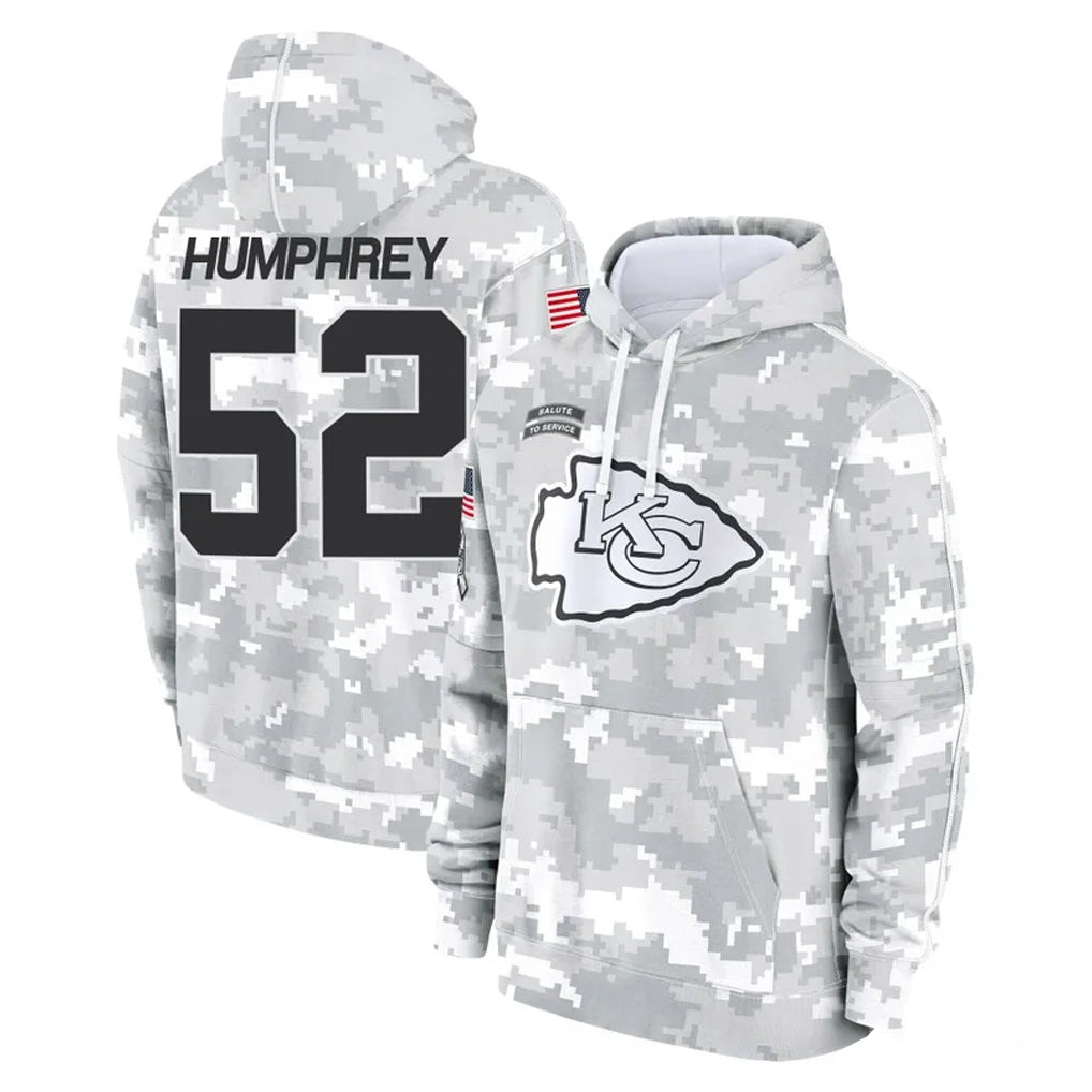Tlead KC.Chiefs #52 Creed Humphrey Player Arctic Camo Salute to Service Hoodies Limited Game Stitched Jerseys