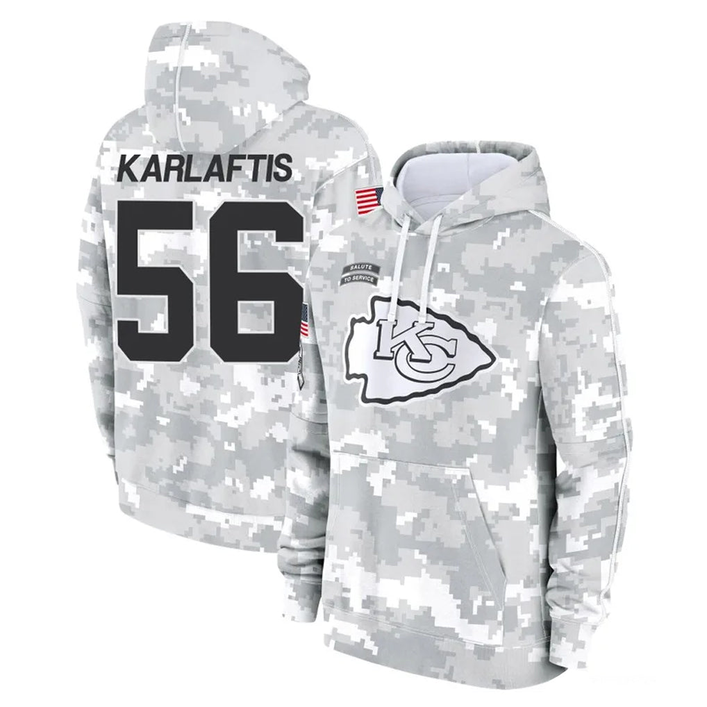 Tlead KC.Chiefs #56 George Karlaftis Player Arctic Camo Salute to Service Hoodies Limited Game Stitched Jerseys