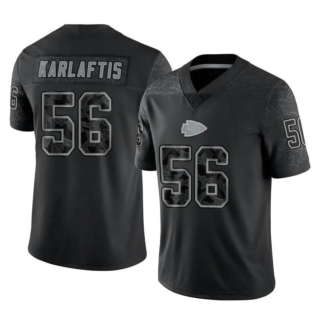 Tlead KC.Chiefs #56 George Karlaftis Player Black Limited Reflective Game Stitched Jerseys