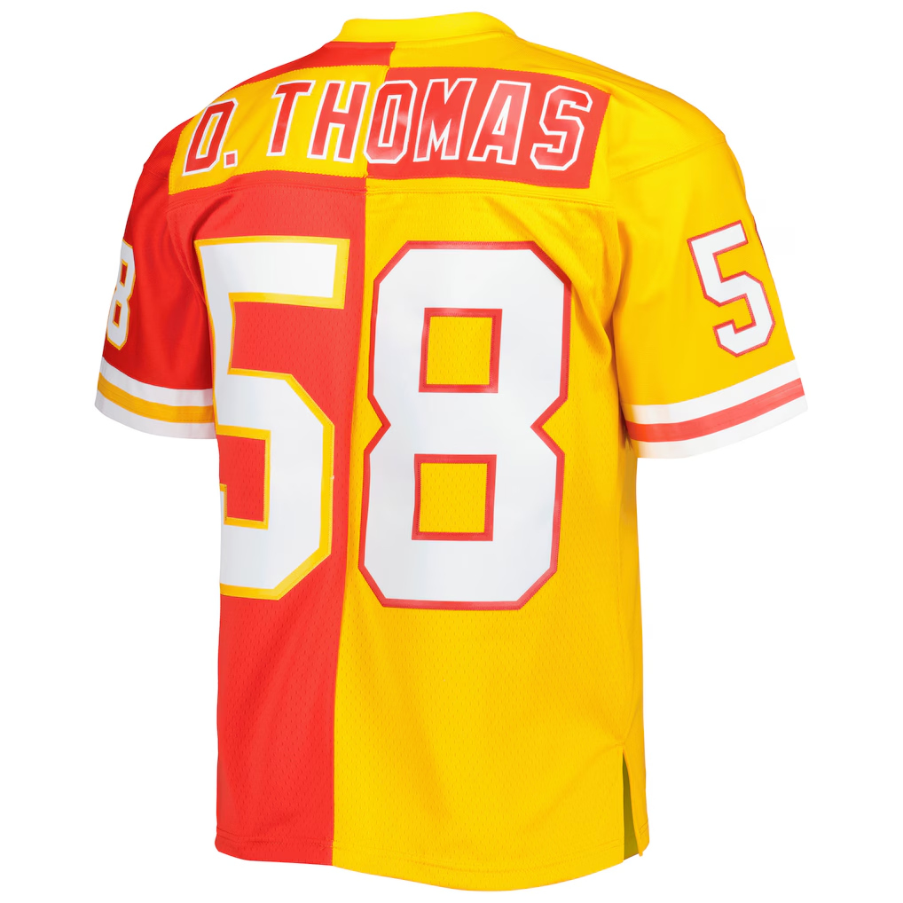 Tlead KC.Chiefs #58 Derrick Thomas Mitchell & Ness RedGold 1994 Split Legacy Replica Stitched Puhic Jersey