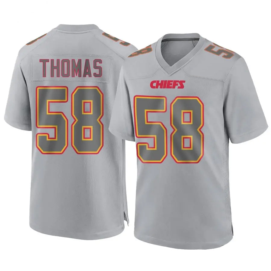 Tlead KC.Chiefs #58 Derrick Thomas Player Gray Fashion Game Stitched Jerseys