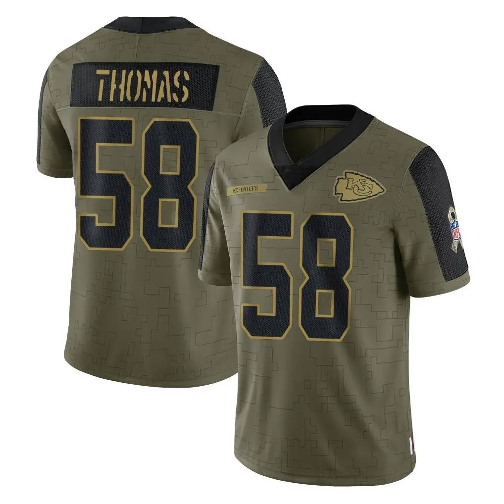 Tlead KC.Chiefs #58 Derrick Thomas Player Olive Salute To Service Limited Game Stitched Jerseys