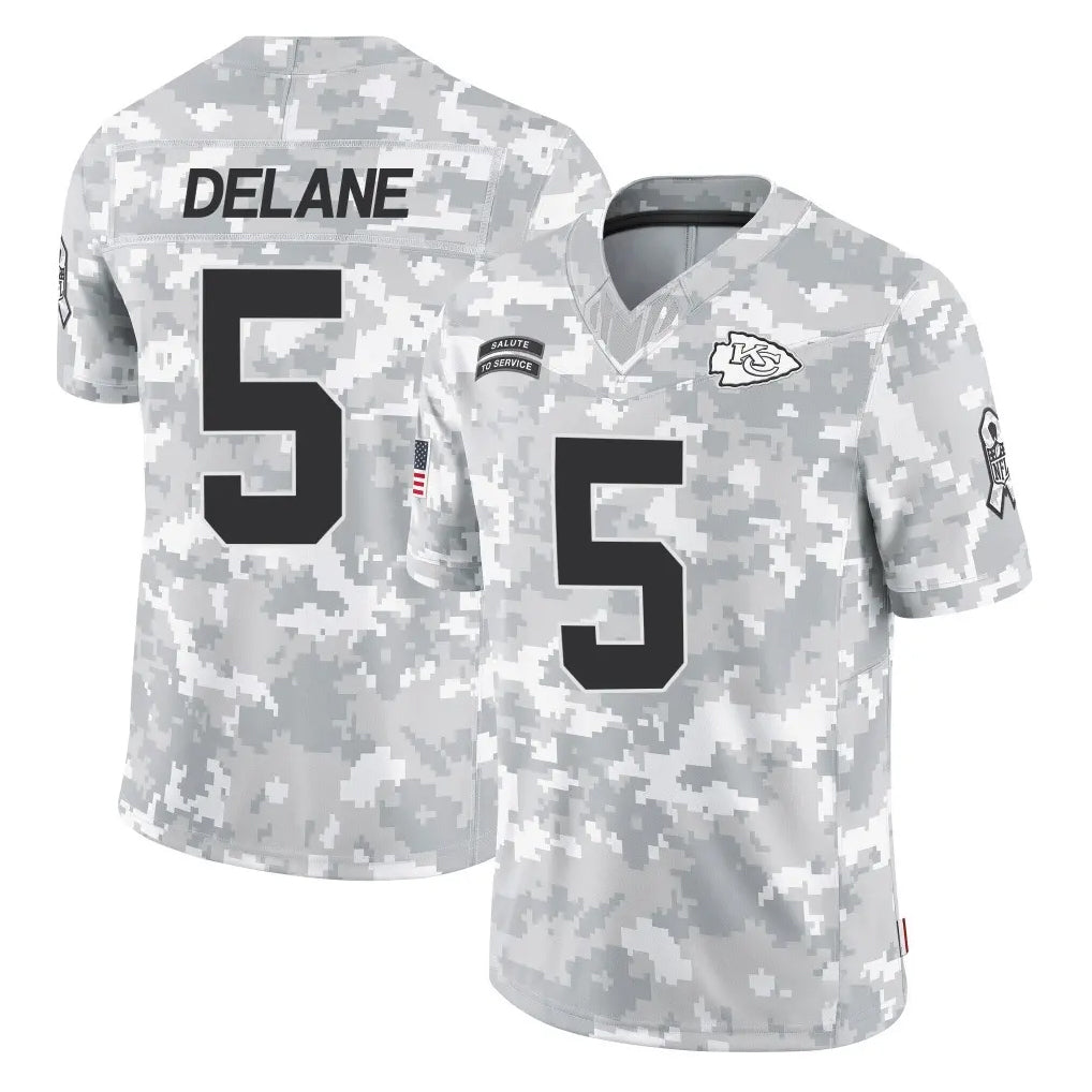 Tlead KC.Chiefs #5 Mansoor Delane Player Arctic Camo Salute To Service Limited Game Stitched Jerseys