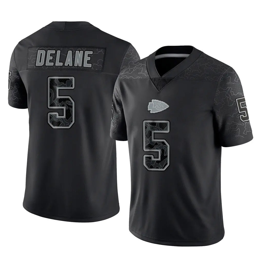 Tlead KC.Chiefs #5 Mansoor Delane Player Black Limited Reflective Game Stitched Jerseys