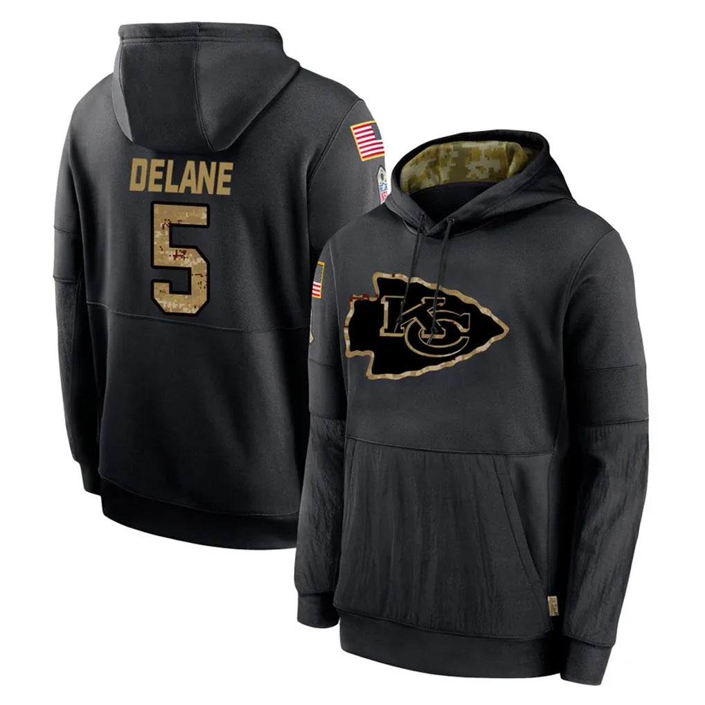 Tlead KC.Chiefs #5 Mansoor Delane Player Black Salute to Service Hoodies Limited Game Stitched Jerseys