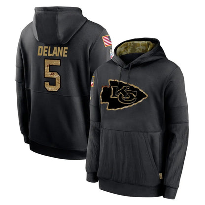Tlead KC.Chiefs #5 Mansoor Delane Player Black Salute to Service Hoodies Limited Game Stitched Jerseys
