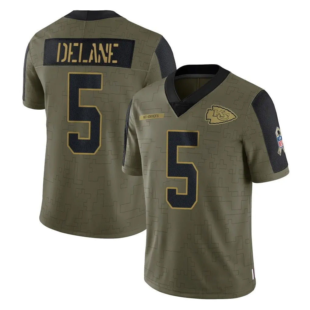 Tlead KC.Chiefs #5 Mansoor Delane Player Olive Salute To Service Limited Game Stitched Jerseys
