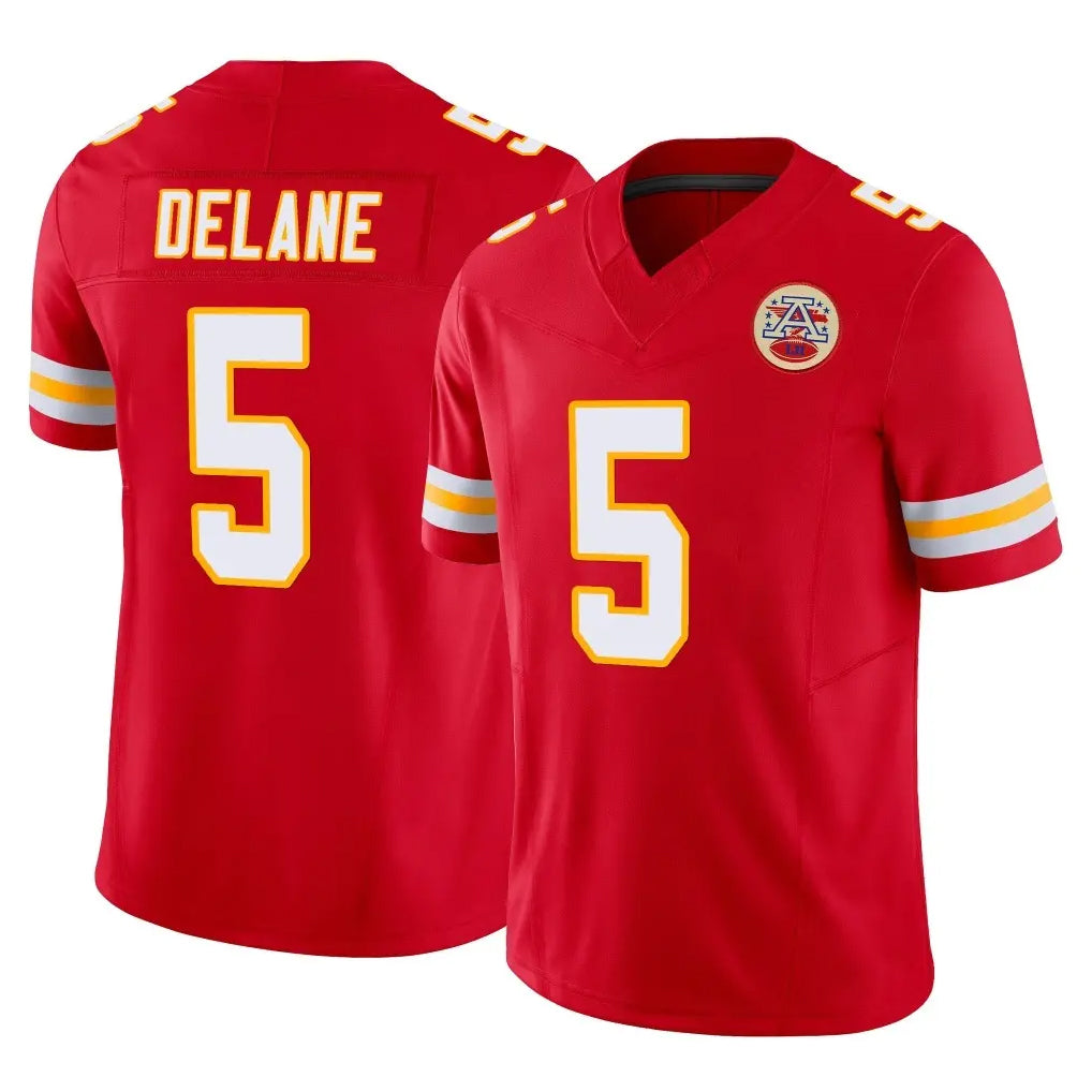 Tlead KC.Chiefs #5 Mansoor Delane Player Red Limited Vapor F.U.S.E. Home Game Stitched Jerseys