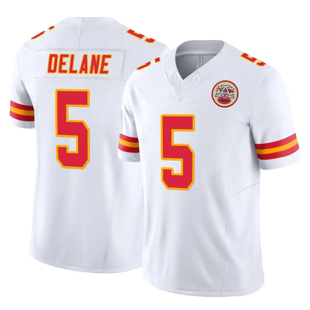 Tlead KC.Chiefs #5 Mansoor Delane Player White Limited Vapor F.U.S.E. Home Game Stitched Jerseys