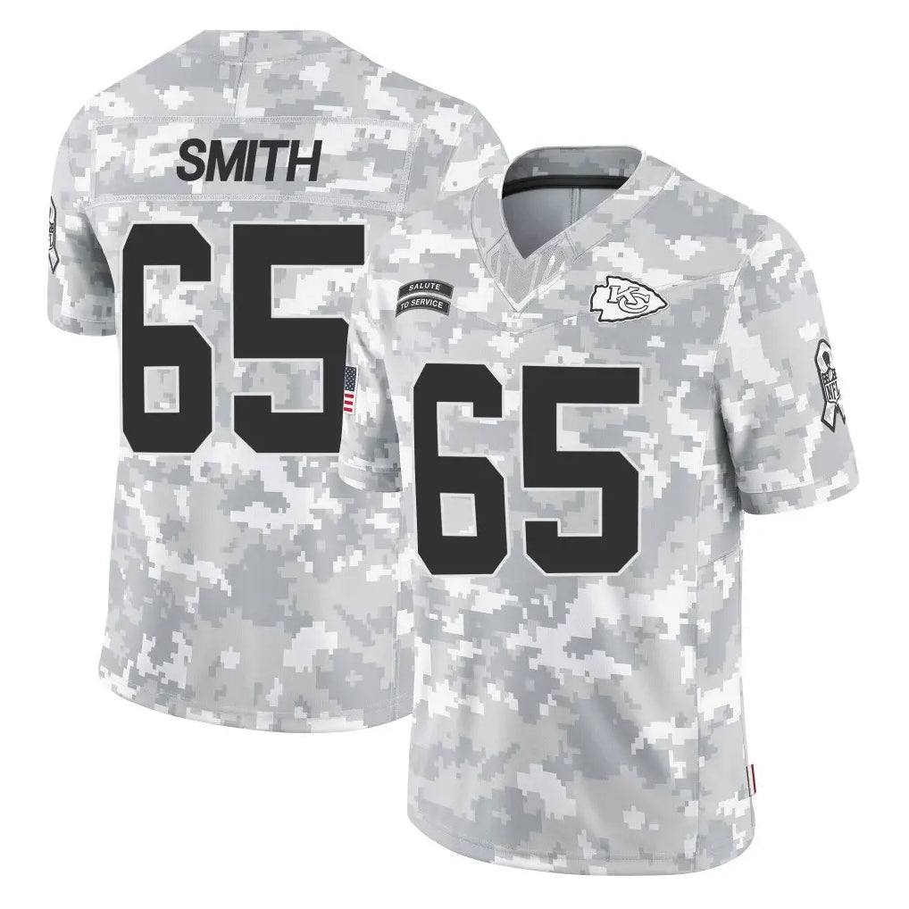 Tlead KC.Chiefs #65 Trey Smith Player Arctic Camo Salute To Service Limited Game Stitched Jerseys