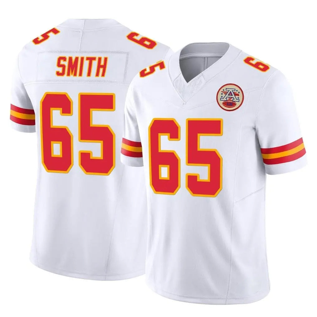 Tlead KC.Chiefs #65 Trey Smith Player White Limited Vapor F.U.S.E. Home Game Stitched Jerseys