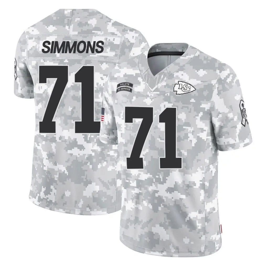 Tlead KC.Chiefs #71 Josh Simmons Player Arctic Camo Salute To Service Limited Game Stitched Jerseys