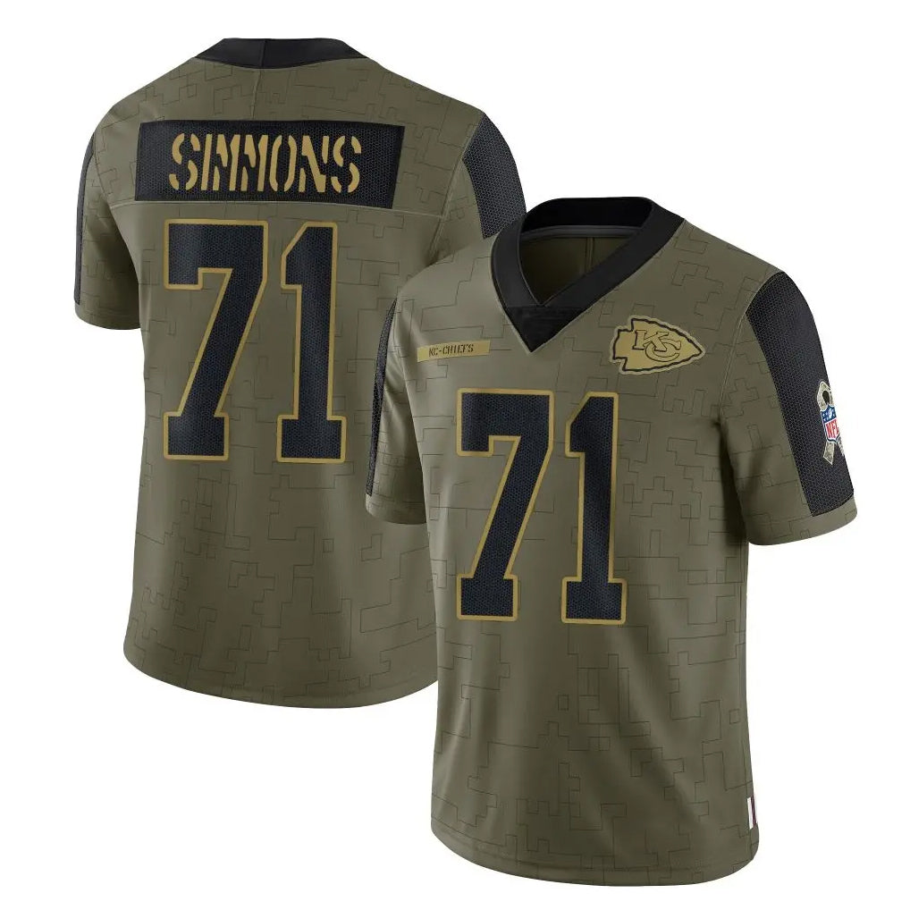 Tlead KC.Chiefs #71 Josh Simmons Player Olive Salute To Service Limited Game Stitched Jerseys