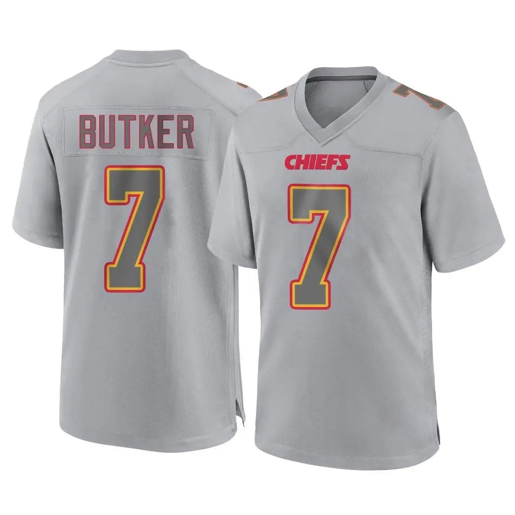 Tlead KC.Chiefs #7 Harrison Butker Player Gray Atmosphere Fashion Game Stitched Jerseys
