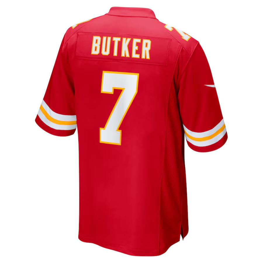 Tlead KC.Chiefs #7 Harrison Butker Player Red Home Game Stitched Jerseys