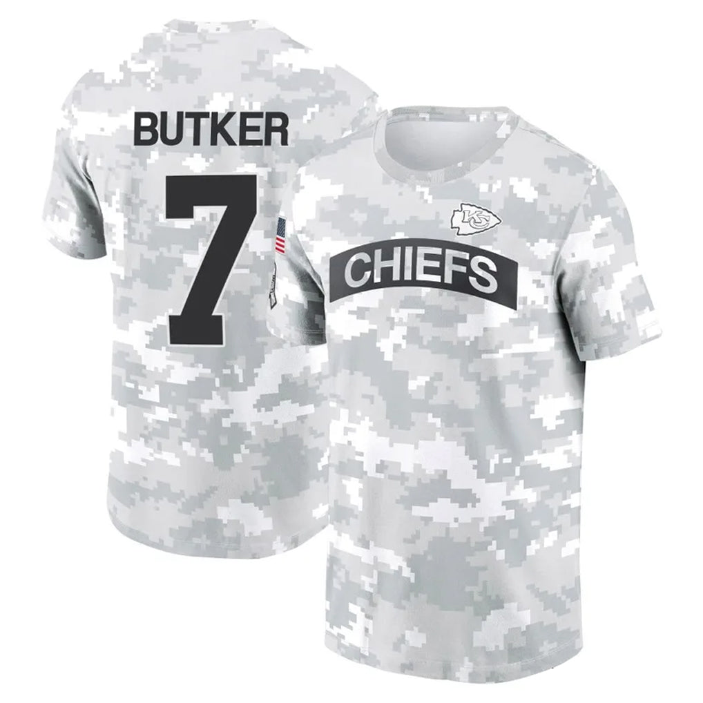 Tlead KC.Chiefs #7 Harrison Butker Player Salute to Service Hoodies & T-Shirts Stitched Jerseys