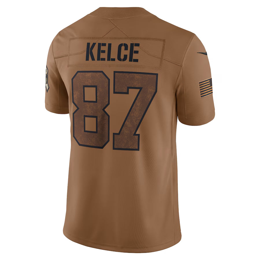 Tlead KC.Chiefs #87 Travis Kelce Player Brown Salute To Service Limited Stitched Jerseys