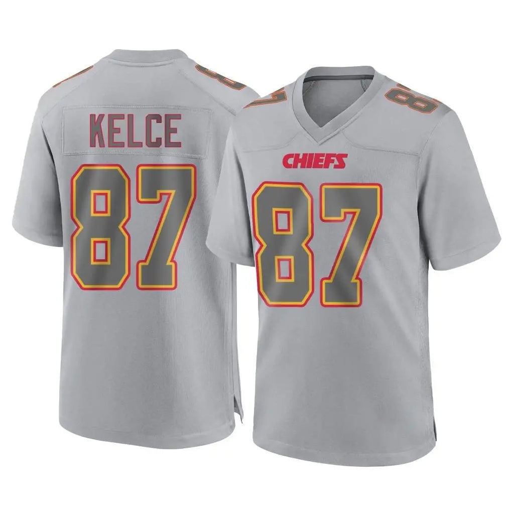 Tlead KC.Chiefs #87 Travis Kelce Player Gray Atmosphere Fashion Game Stitched Jerseys