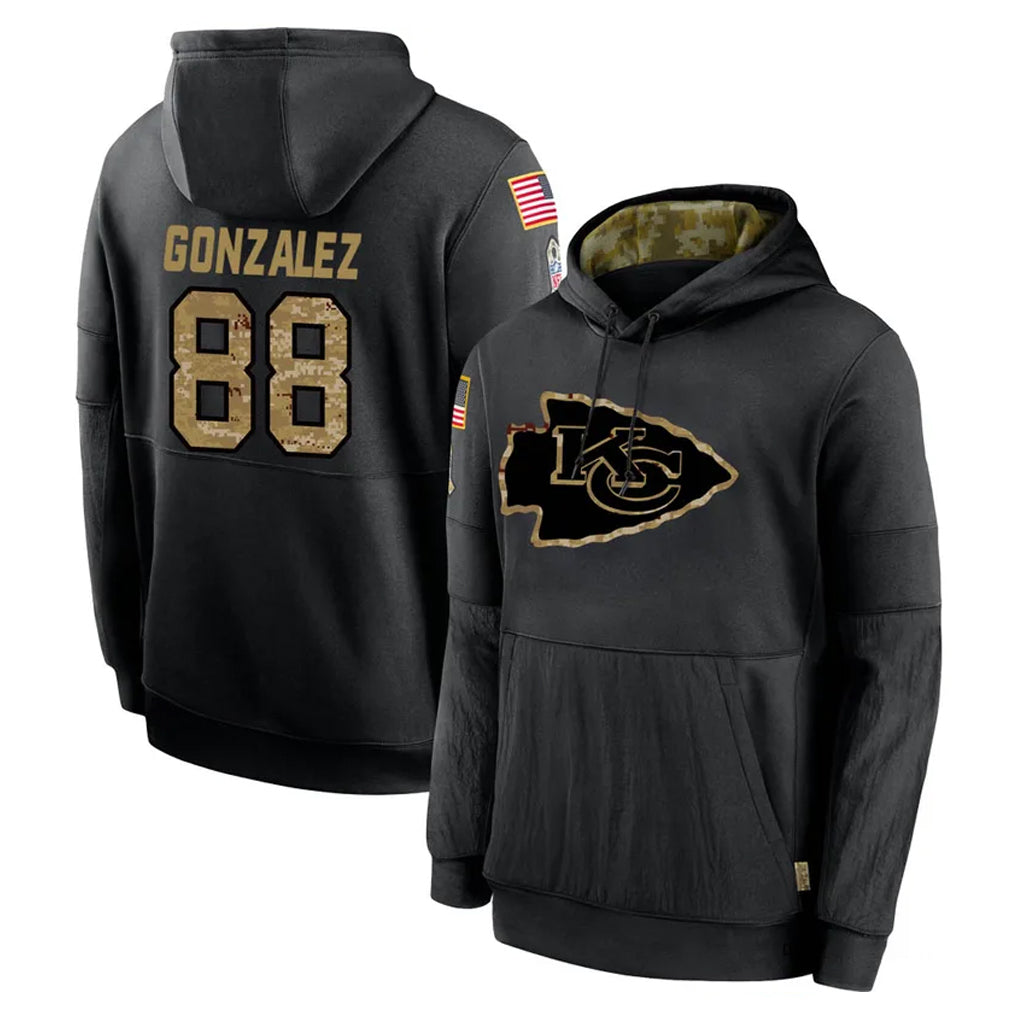 Tlead KC.Chiefs #88 Tony Gonzalez Player Black Salute to Service Hoodies Limited Game Stitched Jerseys
