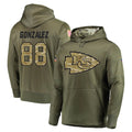 Tlead KC.Chiefs #88 Tony Gonzalez Player Olive Salute to Service Pullover Hoodies Home Game Stitched Jerseys