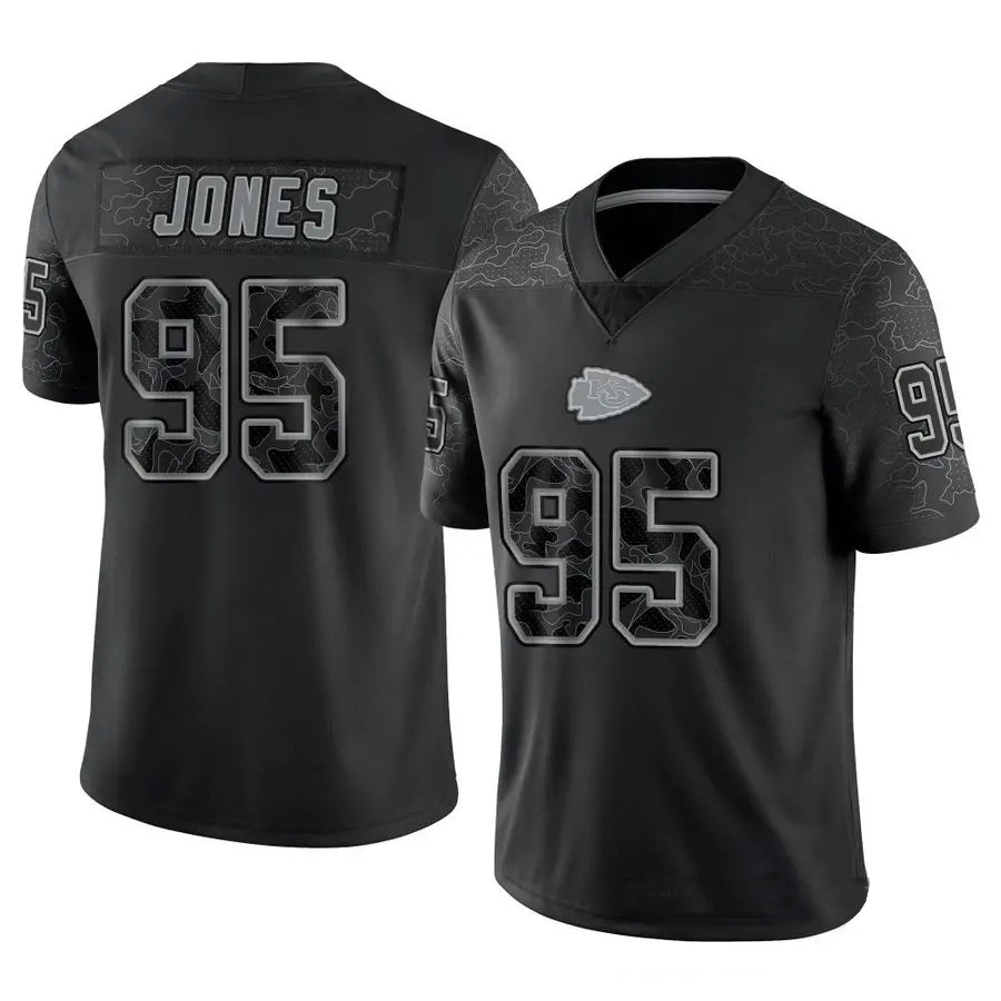 Tlead KC.Chiefs #95 Chris Jones Player Black RFLCTV Limited Stitched Jerseys