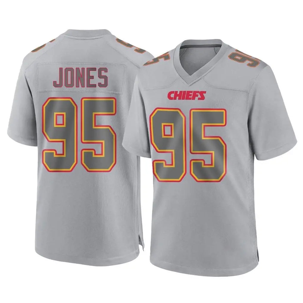 Tlead KC.Chiefs #95 Chris Jones Player Gray Atmosphere Fashion Game Stitched Jerseys