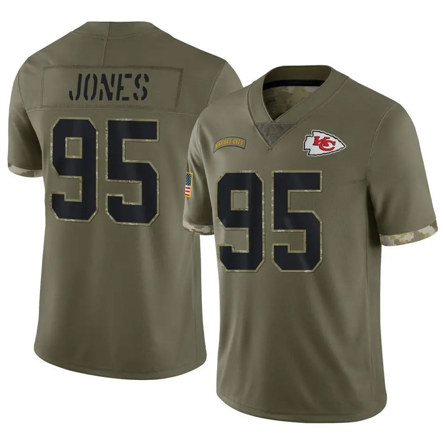 Tlead KC.Chiefs #95 Chris Jones Player Olive Salute To Service Stitched Jerseys