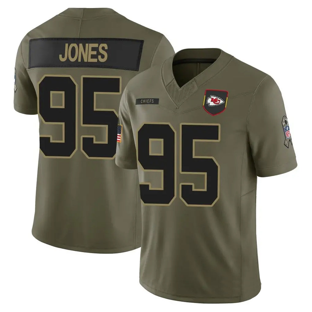 Tlead KC.Chiefs #95 Chris Jones Player Olive Salute to Service Limited Stitched Jerseys