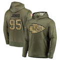 Tlead KC.Chiefs #95 Chris Jones Player Olive Salute to Service Pullover Hoodies Home Game Stitched Jerseys