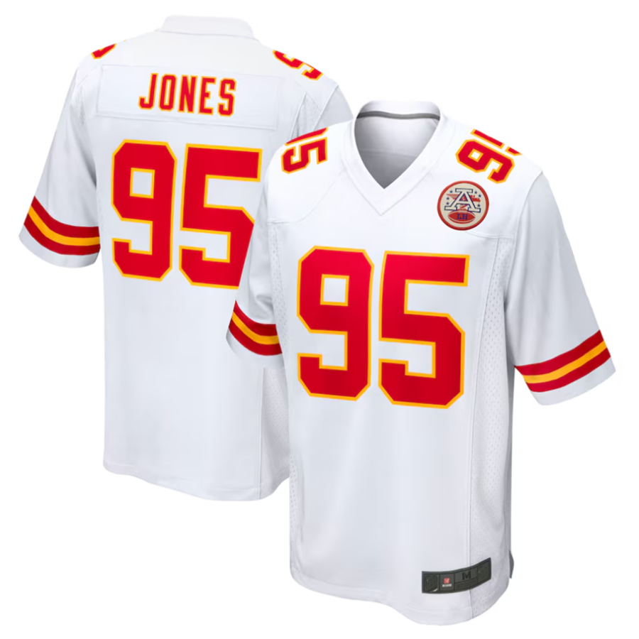 Tlead KC.Chiefs #95 Chris Jones Player White Home Game Stitched Jersey