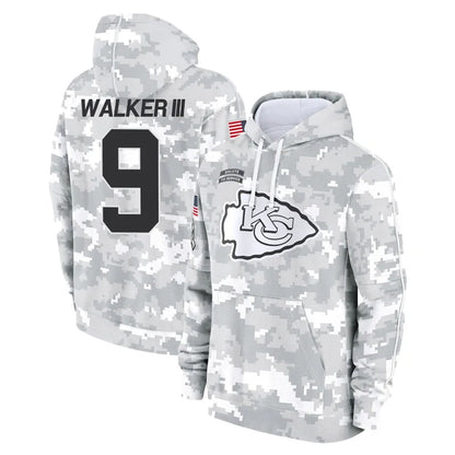 Tlead KC.Chiefs #9 Kenneth Walker III Player Arctic Camo Salute to Service Hoodies Limited Game Stitched Jerseys