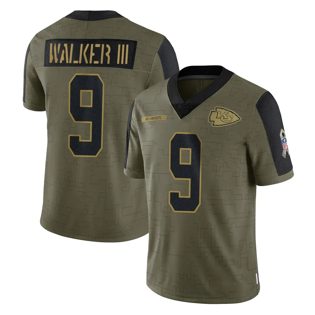 Tlead KC.Chiefs #9 Kenneth Walker III Player Olive Salute To Service Limited Game Stitched Jerseys