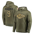 Tlead KC.Chiefs #9 Kenneth Walker III Player Olive Salute to Service Pullover Hoodies Home Game Stitched Jerseys