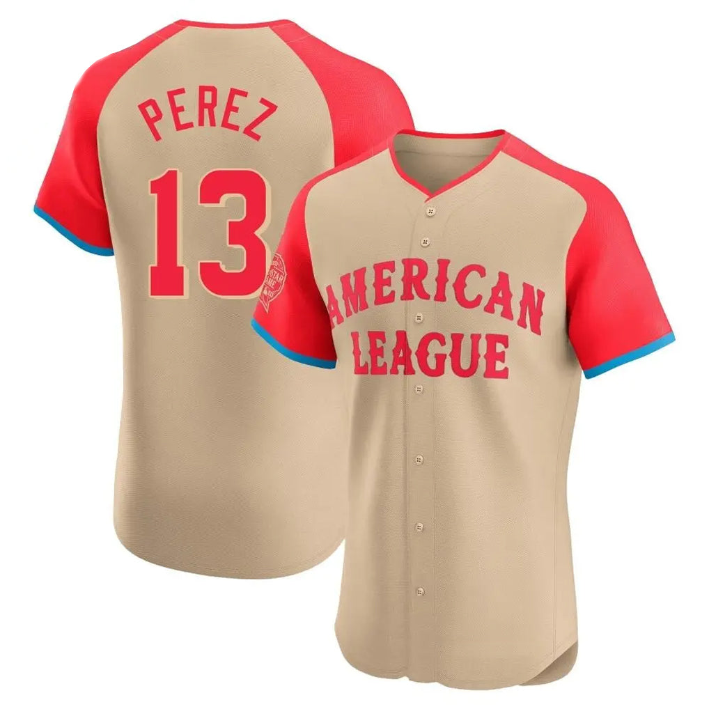 Tlead KC.Royals #13 Salvador Perez Player Cream American League All-Star Limited Elite Home Stitched Jerseys